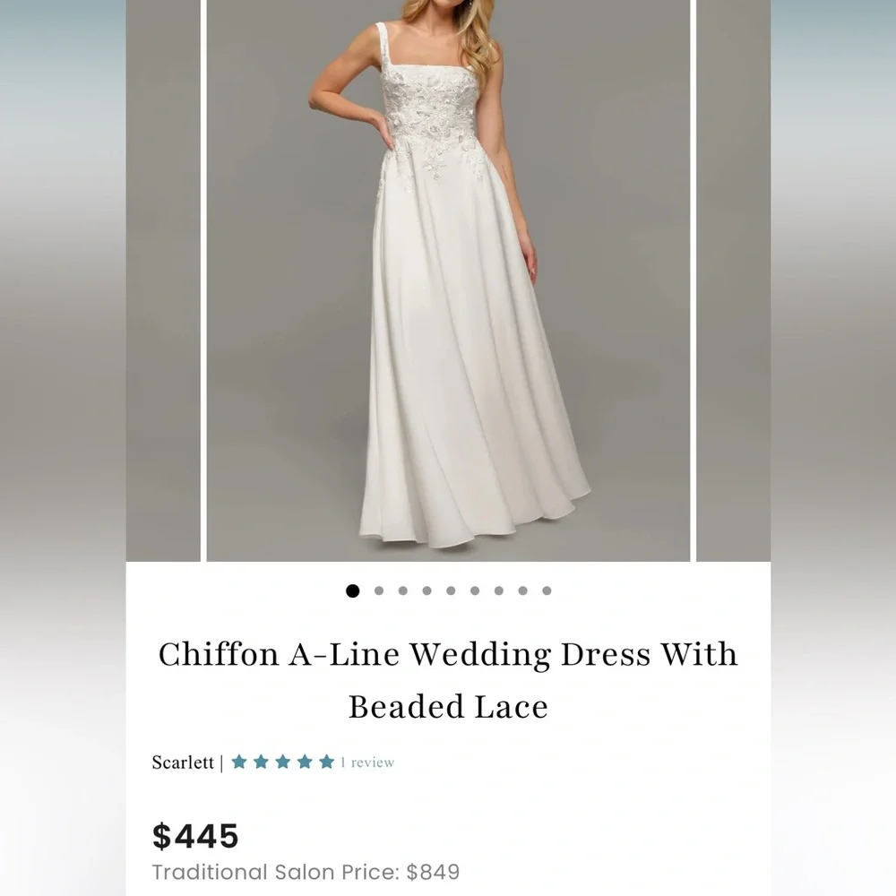Scarlett White Chiffon A-Line Wedding Dress - Picture 1 of 13